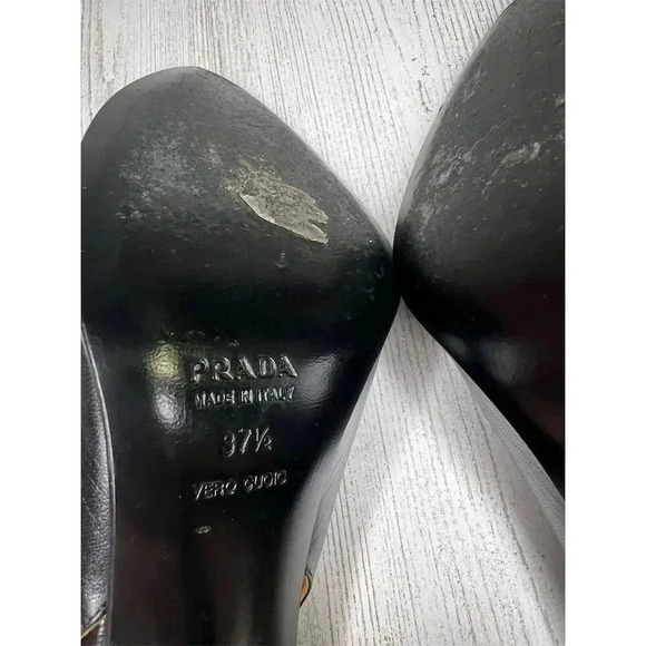 Prada Women's Strappy Stiletto Heels Black Leather Size 7.5 Formal - Picture 9 of 10